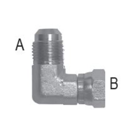 TOMPKINS Male JIC to Female JIC Swivel 90 Elbow: 3/4-16 A, 3/4-16 B 470667